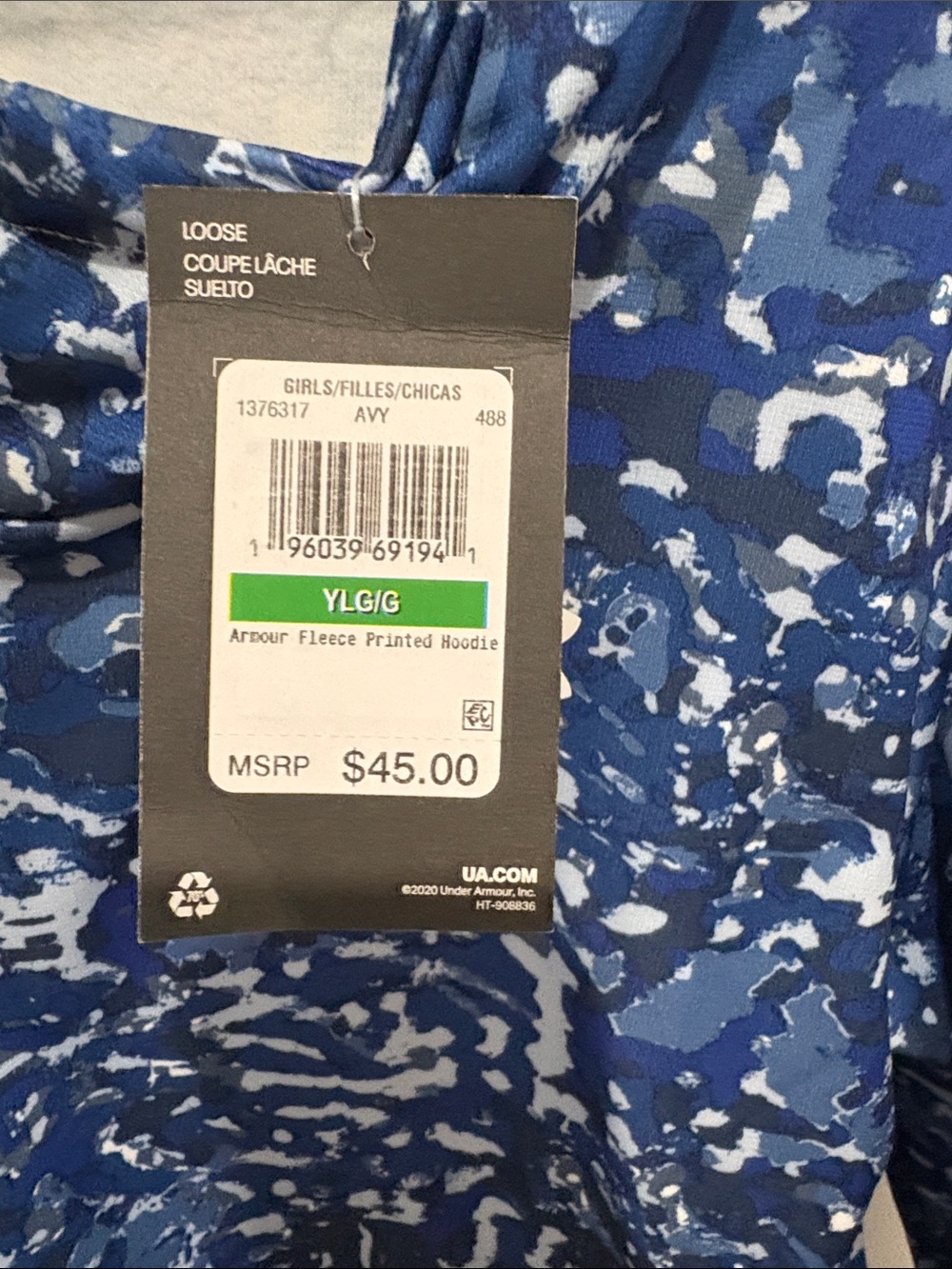 Under Armour Blue and White Camo Hoodie - Picture 2 of 3